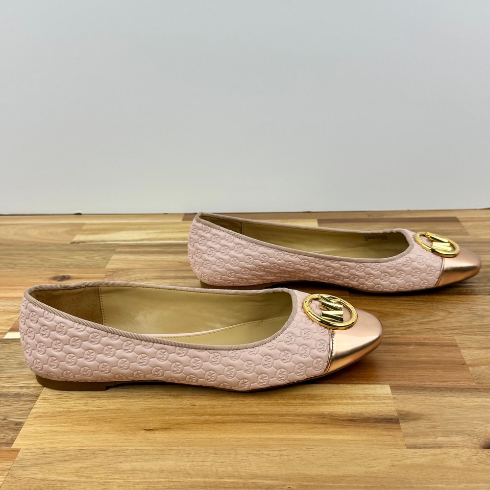 Michael Kors Ballet Flats Rose Gold Cap Toe Logo Detail Size 8M - Picture 6 of 9
